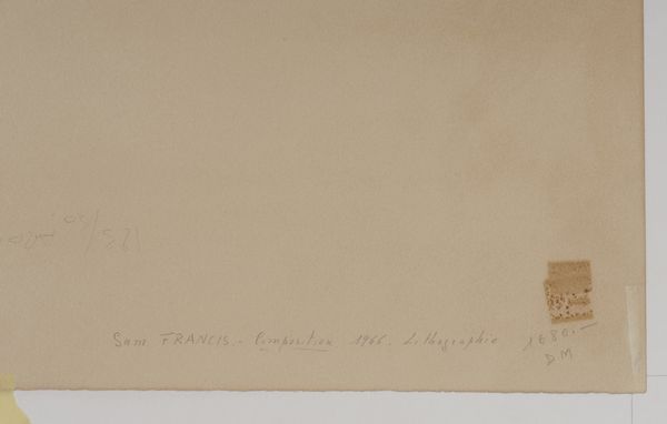FRANCIS SAM (1923 - 1994) : SENZA TITOLO (NATIONAL COLLECTION OF FINE ART PORTFOLIO), 1968  - Asta Asta 496 | GRAFICA MODERNA, FOTOGRAFIA E MULTIPLI D'AUTORE Online - Associazione Nazionale - Case d'Asta italiane