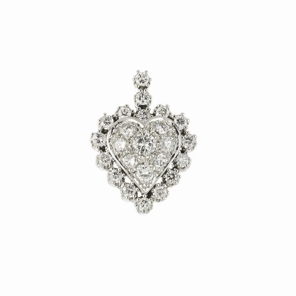 PENDENTE A FORMA DI CUORE CON DIAMANTI  - Asta GIOIELLI - Associazione Nazionale - Case d'Asta italiane