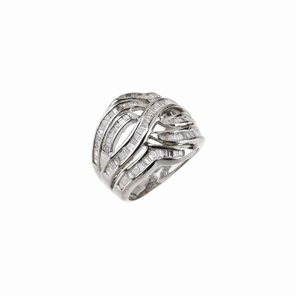 ANELLO A FASCIA CON DIAMANTI  - Asta GIOIELLI - Associazione Nazionale - Case d'Asta italiane