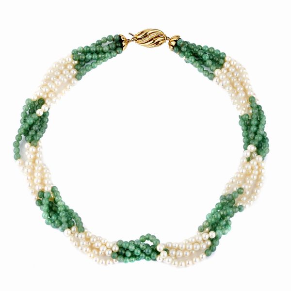 COLLANA TORCHON DI PERLE E CALCEDONIO  - Asta GIOIELLI - Associazione Nazionale - Case d'Asta italiane