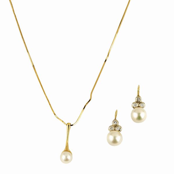 DEMI PARURE CON PERLE E DIAMANTI  - Asta GIOIELLI - Associazione Nazionale - Case d'Asta italiane