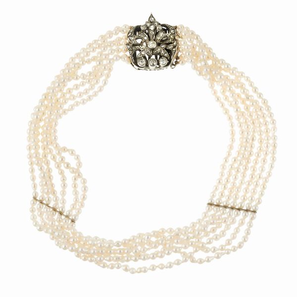 GIROCOLLO CON PERLE E DIAMANTI  - Asta GIOIELLI - Associazione Nazionale - Case d'Asta italiane