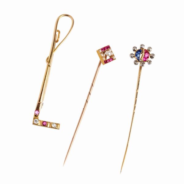 TRE SPILLE DA GIACCA  - Asta GIOIELLI - Associazione Nazionale - Case d'Asta italiane