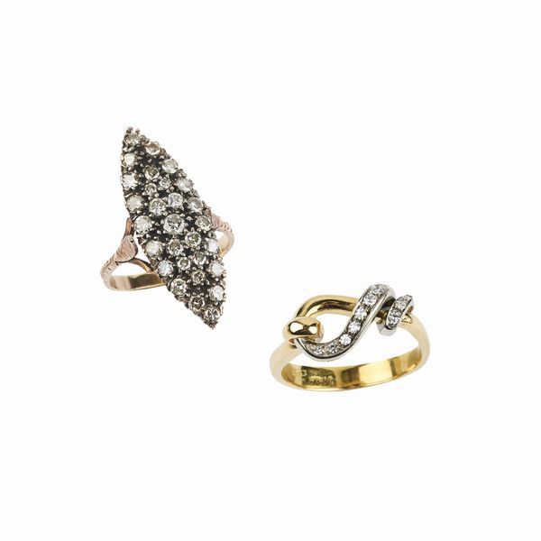 DUE ANELLI CON DIAMANTI  - Asta GIOIELLI - Associazione Nazionale - Case d'Asta italiane