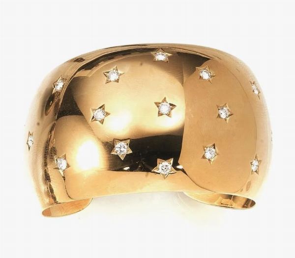 Bracciale in oro giallo e diamanti&nbsp;  - Asta VINTAGE: BORSE E ACCESSORI DI HERMES, LOUIS VUITTON E ALTRE GRANDI MAISON - Associazione Nazionale - Case d'Asta italiane