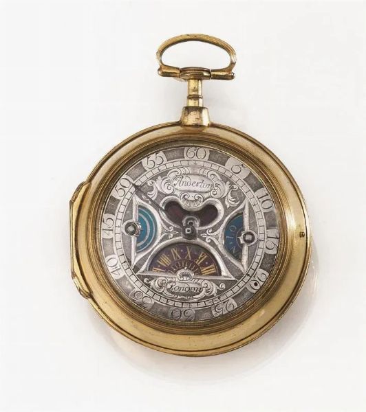 OROLOGIO DA TASCA, ROBERT ANDERTON, LONDRA 1685, IN OTTONE DORATO  - Asta VINTAGE: BORSE E ACCESSORI DI HERMES, LOUIS VUITTON E ALTRE GRANDI MAISON - Associazione Nazionale - Case d'Asta italiane