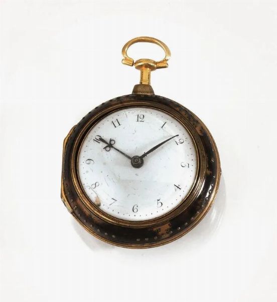 OROLOGIO DA TASCA JOHN BELLWOOD, KESWICK, INGHILTERRA, 1750 CIRCA, IN OTTONE E CORNO  - Asta VINTAGE: BORSE E ACCESSORI DI HERMES, LOUIS VUITTON E ALTRE GRANDI MAISON - Associazione Nazionale - Case d'Asta italiane