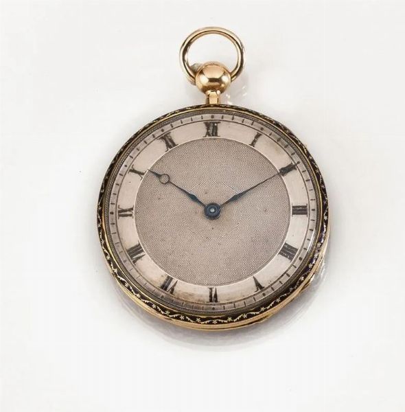 OROLOGIO DA TASCA CON RIPETIZIONE ORE E QUARTI, FELIX PERNETTI, GINEVRA 1850 CIRCA, IN ORO GIALLO E SMALTI  - Asta VINTAGE: BORSE E ACCESSORI DI HERMES, LOUIS VUITTON E ALTRE GRANDI MAISON - Associazione Nazionale - Case d'Asta italiane