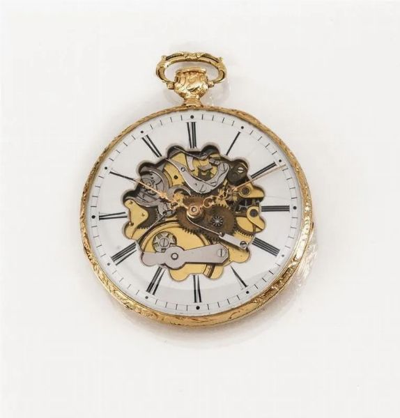 OROLOGIO DA TASCA CON RIPETIZIONE ORE E QUARTI, DUSSUC A LYON, 1830 CIRCA, IN ORO GIALLO 18 KT  - Asta VINTAGE: BORSE E ACCESSORI DI HERMES, LOUIS VUITTON E ALTRE GRANDI MAISON - Associazione Nazionale - Case d'Asta italiane