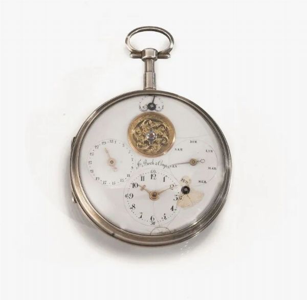 OROLOGIO DA TASCA CON DOPPIO QUADRANTE, DATARIO E GIORNO DEL MESE, FRERES BOCH E COMP.IE, 1780 CIRCA, IN ARGENTO  - Asta VINTAGE: BORSE E ACCESSORI DI HERMES, LOUIS VUITTON E ALTRE GRANDI MAISON - Associazione Nazionale - Case d'Asta italiane
