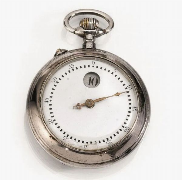 OROLOGIO DA TASCA 'SALTARELLO', 1910 CIRCA, IN METALLO NICHELATO  - Asta VINTAGE: BORSE E ACCESSORI DI HERMES, LOUIS VUITTON E ALTRE GRANDI MAISON - Associazione Nazionale - Case d'Asta italiane
