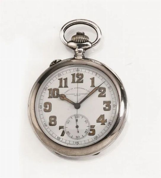 OROLOGIO DA TASCA CON CRONOGRAFO VACHERON & CONSTANTIN, GENEVE, FOR THE CORPS OF ENGINEERS, U.S.A. , N. 1'290, MOV. N. 381'487, CASSA N. 235'234, 1920 CIRCA, IN ARGENTO  - Asta VINTAGE: BORSE E ACCESSORI DI HERMES, LOUIS VUITTON E ALTRE GRANDI MAISON - Associazione Nazionale - Case d'Asta italiane
