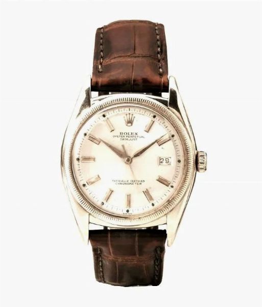 OROLOGIO DA POLSO ROLEX OYSTER PERPETUAL DATE JUST, REF. 6105 &lsquo;OVETTONE&rsquo;, ANNI &rsquo;50, IN ORO GIALLO 18 KT  - Asta VINTAGE: BORSE E ACCESSORI DI HERMES, LOUIS VUITTON E ALTRE GRANDI MAISON - Associazione Nazionale - Case d'Asta italiane
