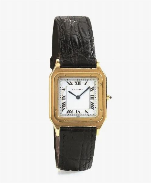 OROLOGIO DA POLSO CARTIER SANTOS IN ORO GIALLO 18 KT  - Asta VINTAGE: BORSE E ACCESSORI DI HERMES, LOUIS VUITTON E ALTRE GRANDI MAISON - Associazione Nazionale - Case d'Asta italiane