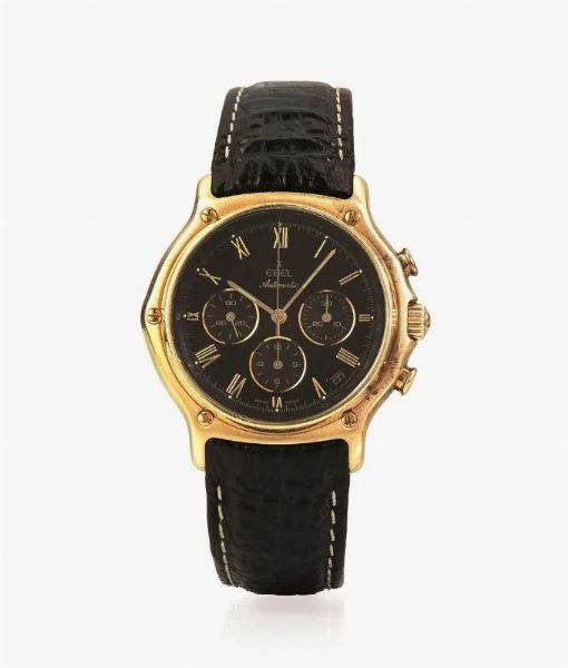 OROLOGIO DA POLSO EBEL AUTOMATIC CHRONO REF. 8134901, 1985-86 CIRCA, IN ORO GIALLO  - Asta VINTAGE: BORSE E ACCESSORI DI HERMES, LOUIS VUITTON E ALTRE GRANDI MAISON - Associazione Nazionale - Case d'Asta italiane