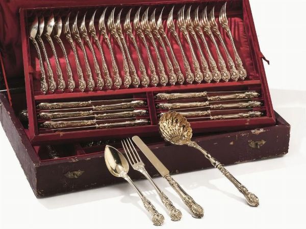 SERVITO DI POSATE DA DOLCE, SEC. XX  - Asta VINTAGE: BORSE E ACCESSORI DI HERMES, LOUIS VUITTON E ALTRE GRANDI MAISON - Associazione Nazionale - Case d'Asta italiane