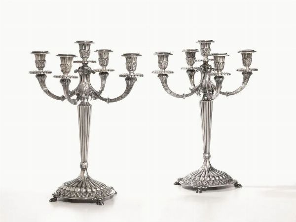 COPPIA DI CANDELABRI, SEC. XX  - Asta VINTAGE: BORSE E ACCESSORI DI HERMES, LOUIS VUITTON E ALTRE GRANDI MAISON - Associazione Nazionale - Case d'Asta italiane