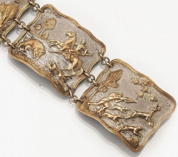 * Bracciale, Roberto Dughetti per Torrini, 1970, in oro giallo e argento  - Asta VINTAGE: BORSE E ACCESSORI DI HERMES, LOUIS VUITTON E ALTRE GRANDI MAISON - Associazione Nazionale - Case d'Asta italiane