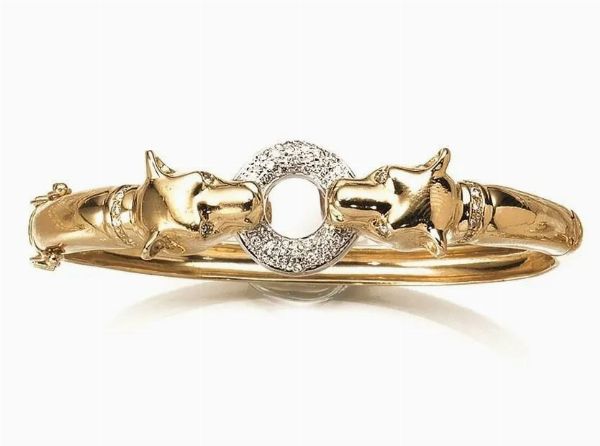 Bracciale in oro giallo, oro bianco e diamanti  - Asta VINTAGE: BORSE E ACCESSORI DI HERMES, LOUIS VUITTON E ALTRE GRANDI MAISON - Associazione Nazionale - Case d'Asta italiane