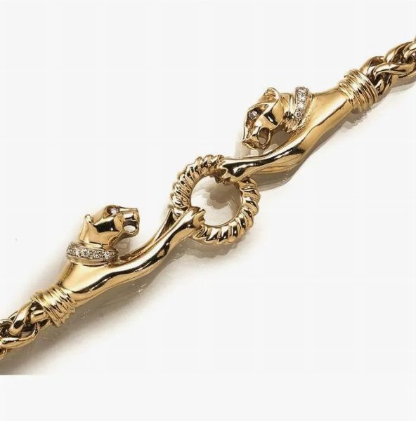 Collana in oro giallo e diamanti  - Asta VINTAGE: BORSE E ACCESSORI DI HERMES, LOUIS VUITTON E ALTRE GRANDI MAISON - Associazione Nazionale - Case d'Asta italiane