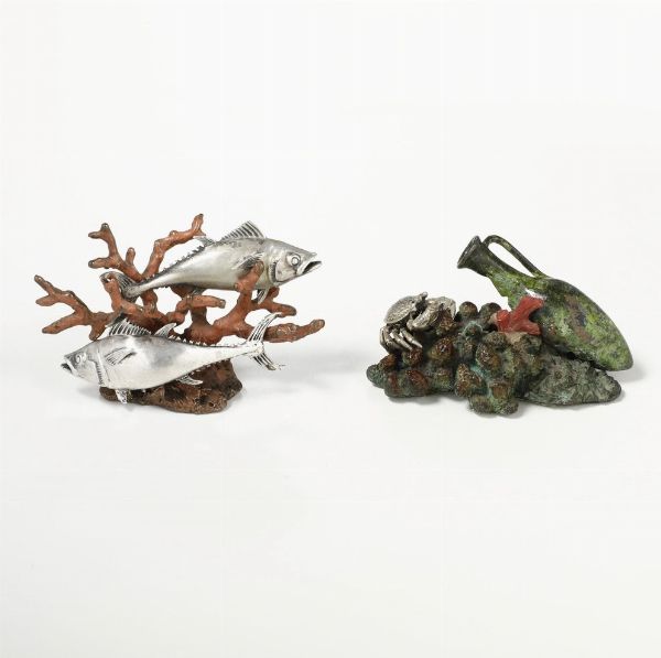 Due composizioni a soggetto marino. Manifattura artistica italiana del XXI secolo  - Asta Argenti e Icone - Associazione Nazionale - Case d'Asta italiane