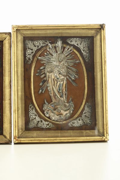 Crocifissione e Madonna in gloria<BR>crocifissione in argento. Genova fine XIX secolo<BR>  - Asta Argenti e Icone - Associazione Nazionale - Case d'Asta italiane
