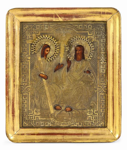 Icona con riza in metallo dorato. XIX-XX secolo  - Asta Argenti e Icone - Associazione Nazionale - Case d'Asta italiane