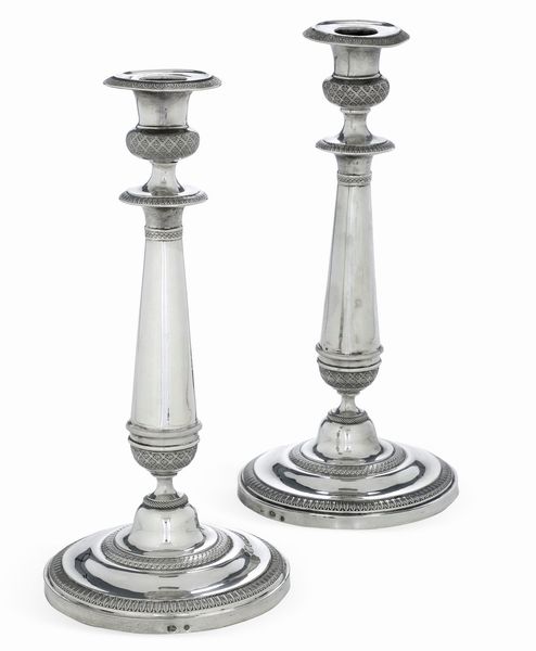 Coppia candelieri. Genova XIX secolo  - Asta Argenti e Icone - Associazione Nazionale - Case d'Asta italiane