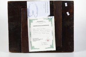 Icona tempera su tavola raffigurante Madonna con Bambino. Russia XIX-XX secolo  - Asta Argenti e Icone - Associazione Nazionale - Case d'Asta italiane