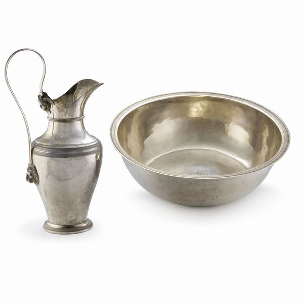 BROCCA CON BACILE, NAPOLI, METÀ SECOLO XIX, ARGENTIERE GENNARO IACCARINO  - Asta Argenti italiani ed europei - Associazione Nazionale - Case d'Asta italiane