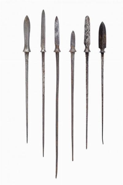 Lotto di sei yanone mei (punte di freccia)  - Asta Rare Armi Antiche e Militaria da Tutto il Mondo - Associazione Nazionale - Case d'Asta italiane