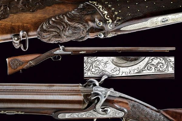 Bellissima doppietta a luminello di grande calibro di M. Bruera  - Asta Rare Armi Antiche e Militaria da Tutto il Mondo - Associazione Nazionale - Case d'Asta italiane