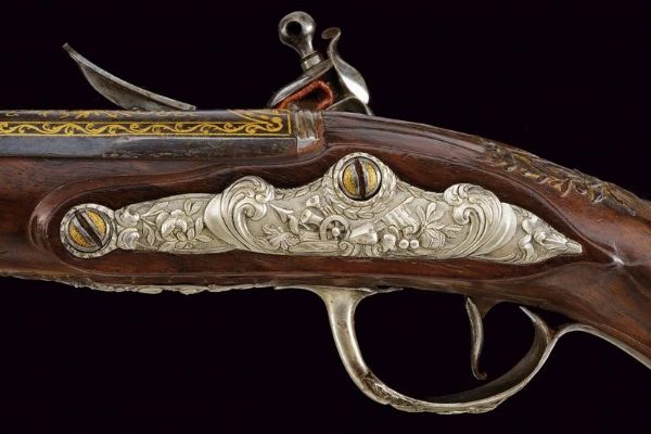 Paio di straordinarie pistole a pietra focaia di Peyret - Dumarest con fornimenti in argento  - Asta Rare Armi Antiche e Militaria da Tutto il Mondo - Associazione Nazionale - Case d'Asta italiane