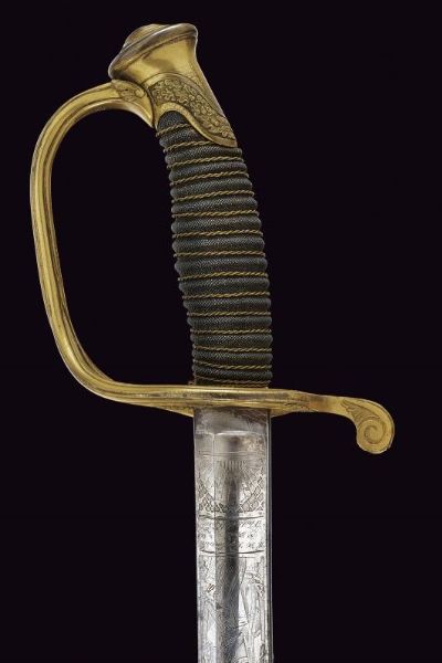 Sciabola Mod. 1850 da ufficiale dei corpi a piedi, con dedica  - Asta Rare Armi Antiche e Militaria da Tutto il Mondo - Associazione Nazionale - Case d'Asta italiane