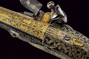 Bella pistola a pietra focaia con fornimenti in argento  - Asta Rare Armi Antiche e Militaria da Tutto il Mondo - Associazione Nazionale - Case d'Asta italiane