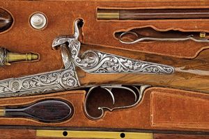 Doppietta a spillo in cassetta di Rochat  - Asta Rare Armi Antiche e Militaria da Tutto il Mondo - Associazione Nazionale - Case d'Asta italiane