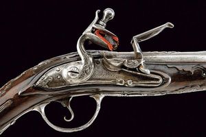 Pistola a pietra focaia di S. Salvadori  - Asta Rare Armi Antiche e Militaria da Tutto il Mondo - Associazione Nazionale - Case d'Asta italiane