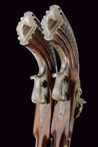 Bel paio di pistole a luminello in cassetta firmate Nouvelle J.ne  - Asta Rare Armi Antiche e Militaria da Tutto il Mondo - Associazione Nazionale - Case d'Asta italiane