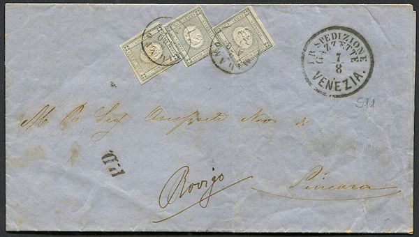 1861, Sardegna, stampe, lettera da Milano per Pincaro (Rovigo) del 5 agosto 1861  - Asta Filatelia e Storia Postale - Associazione Nazionale - Case d'Asta italiane