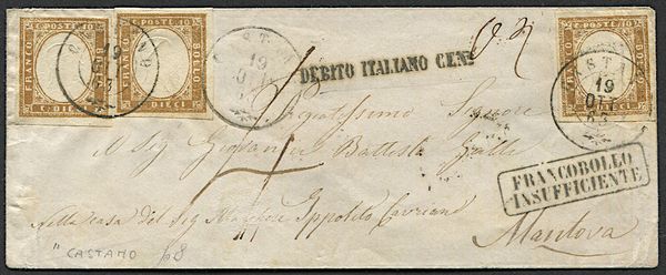 1863, Sardegna, lettera da Castano (Primo) per Mantova del 19 ottobre 1863  - Asta Filatelia e Storia Postale - Associazione Nazionale - Case d'Asta italiane