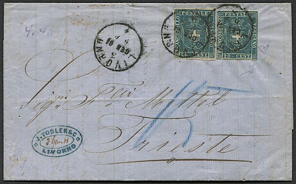 1861, Toscana, lettera scritta a Catania il 28 dicembre 1860 per Trieste  - Asta Filatelia e Storia Postale - Associazione Nazionale - Case d'Asta italiane