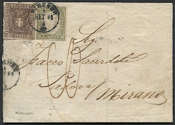 1861, Toscana, lettera da Firenze per Mirano del 4 settembre 1861  - Asta Filatelia e Storia Postale - Associazione Nazionale - Case d'Asta italiane