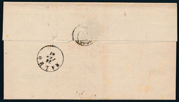 1861 - Regno d'Italia - Lettera da Lodi a Cornogiovane via Codogno e Maleo del 23 febbraio affrancata con francobollo sardo, IV emissione, tiratira del 1860, 20 cent. azzurro grigio (Sass. 15Cc).  - Asta Filatelia e Storia Postale - Associazione Nazionale - Case d'Asta italiane