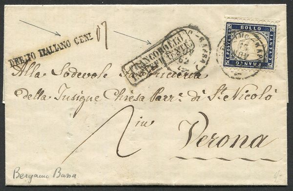 1863, Regno dItalia, tre lettere dalla I distanza italiana alla I o II distanza austriaca.  - Asta Filatelia e Storia Postale - Associazione Nazionale - Case d'Asta italiane