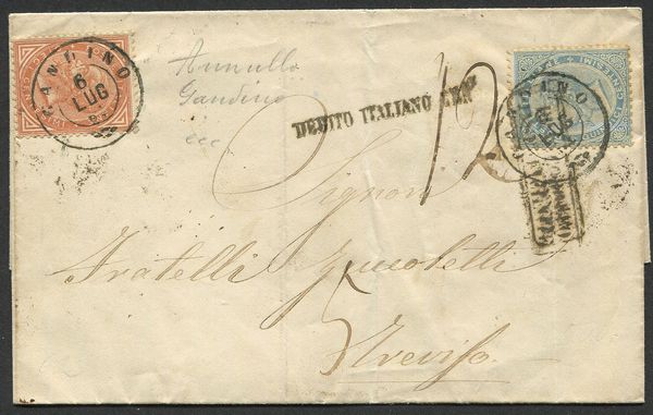 1863, Regno dItalia, tre lettere dalla I distanza italiana alla I o II distanza austriaca.  - Asta Filatelia e Storia Postale - Associazione Nazionale - Case d'Asta italiane