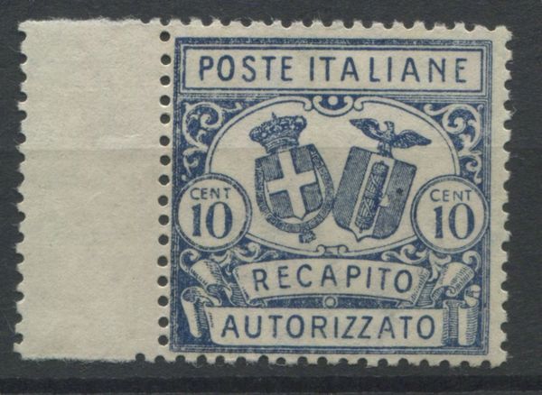 1928  Regno dItalia  Recapito autorizzato  10 cent. azzurro dbf (Sass. 1).  - Asta Filatelia e Storia Postale - Associazione Nazionale - Case d'Asta italiane