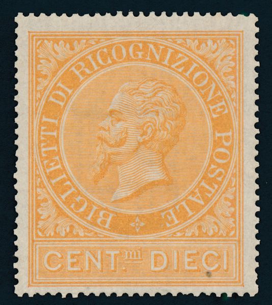 1874 � Regno d�Italia � Ricognizione Postale � 10 cent. ocra arancio (Sass. 1).  - Asta Filatelia e Storia Postale - Associazione Nazionale - Case d'Asta italiane