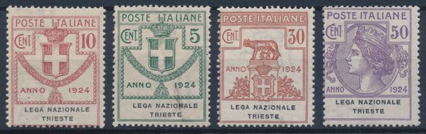 1924  Regno dItalia  Enti parastatali  LEGA NAZIONALE TRIESTE serie cpl. (Sass. S.2908).  - Asta Filatelia e Storia Postale - Associazione Nazionale - Case d'Asta italiane