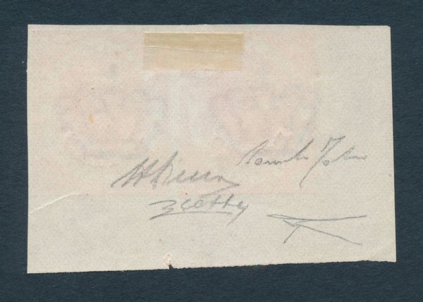1874 - Regno dItalia - Uffici Postali allestero - Levante - Emissioni generali - Coppia orizzontale di prove del 2 lire vermiglio vivo su carta gommata e con filigrana corona, non dentellate, angolo di foglio e punto di registro in basso (Sass. P9, variet) - Il primo esemplare reca l'angolo inferiore sinistro modificato in parte mentre gli altri angoli, come tutti quelli del secondo esemplare, non appaiono modificati - Le soprastampe ESTERO sono entrambe in albino.  - Asta Filatelia e Storia Postale - Associazione Nazionale - Case d'Asta italiane