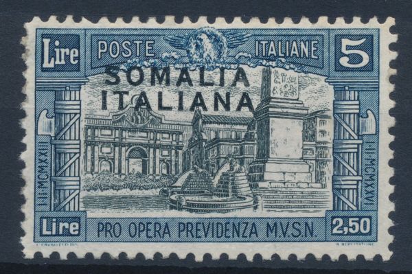 1927  Regno dItalia  Colonie  Somalia  Milizia I  5 + 2,50 lire  - Non emesso (Sass. 108A).  - Asta Filatelia e Storia Postale - Associazione Nazionale - Case d'Asta italiane